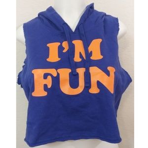 H&M H81 SWEATER KNIT CROP TOP W HOODIE . SIZE L